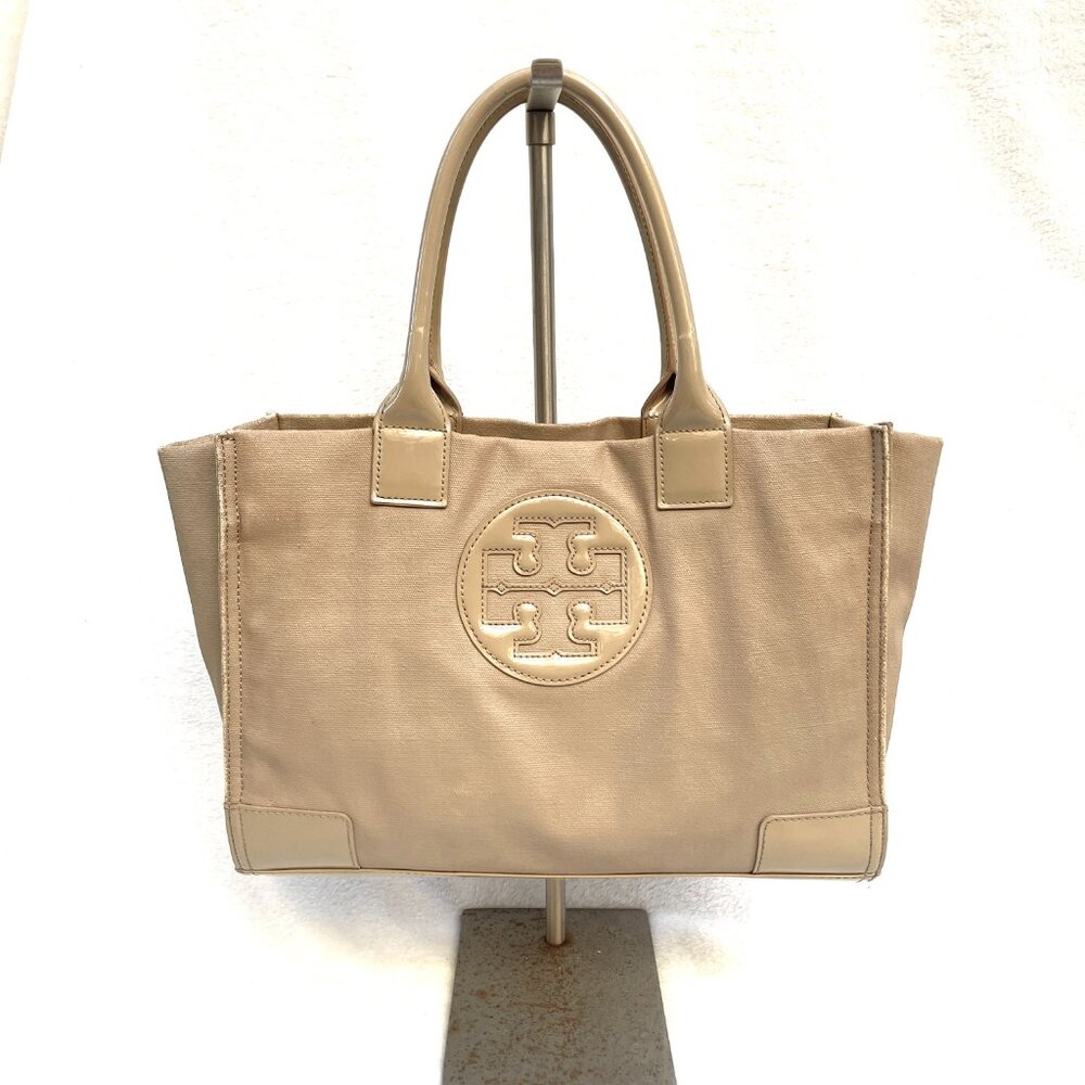 Tory Burch Nude Coated canvas and patent leather Ella tote bag - Picture 4 of 17